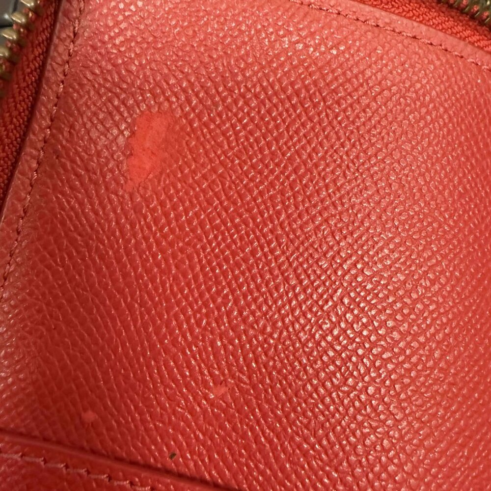 Coach Double Zip Travel Wallet Red Leather Wristlet Pebble Grain - Picture 6 of 6